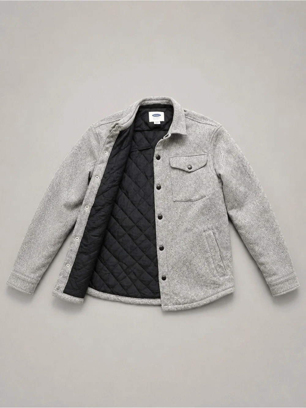 Old Navy Grey Button-Front Wool Shirt Jacket
